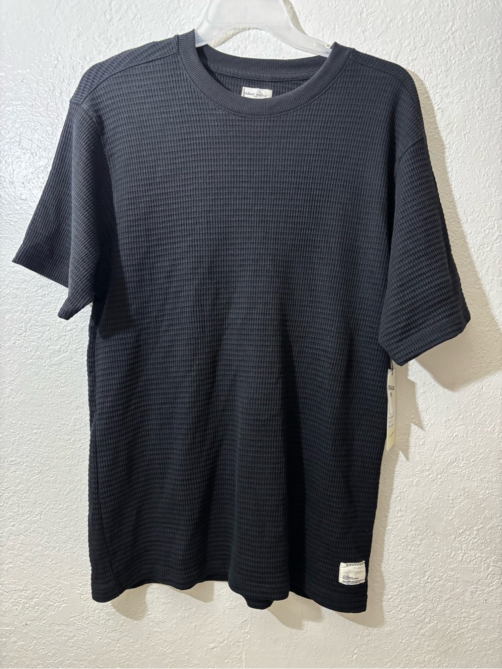 Men's Black Waffle Short Sleeve Shirt